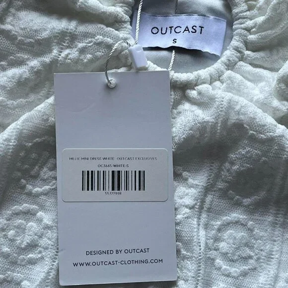 NWT Outcast Millie White Mini Dress Womens Small White Floral Party Festival - Picture 3 of 5